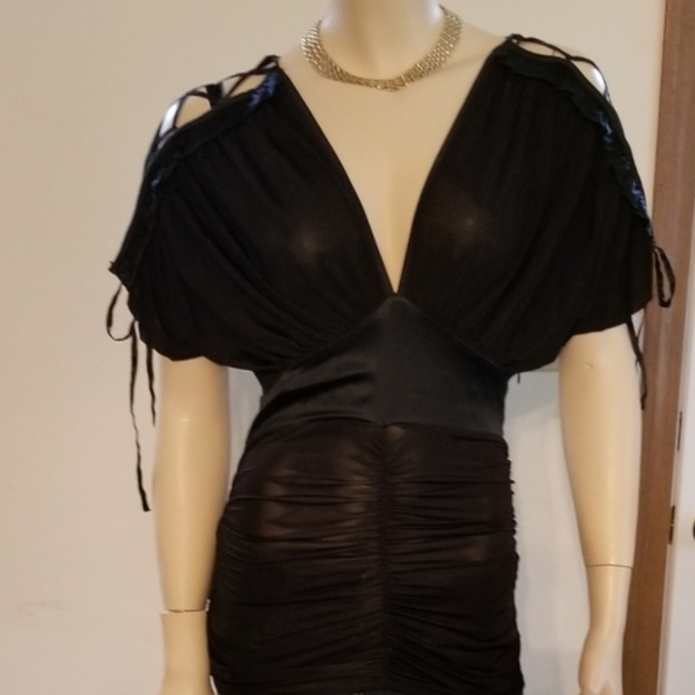 BEBE || Black Ruched Women's Blouse